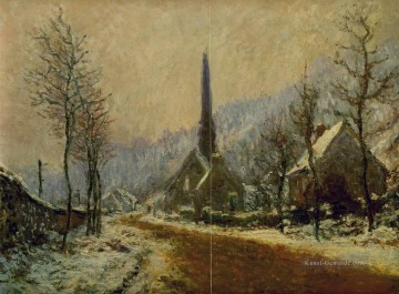 Kirche bei Jeufosse Snowy Wetter Claude Monet Ölgemälde